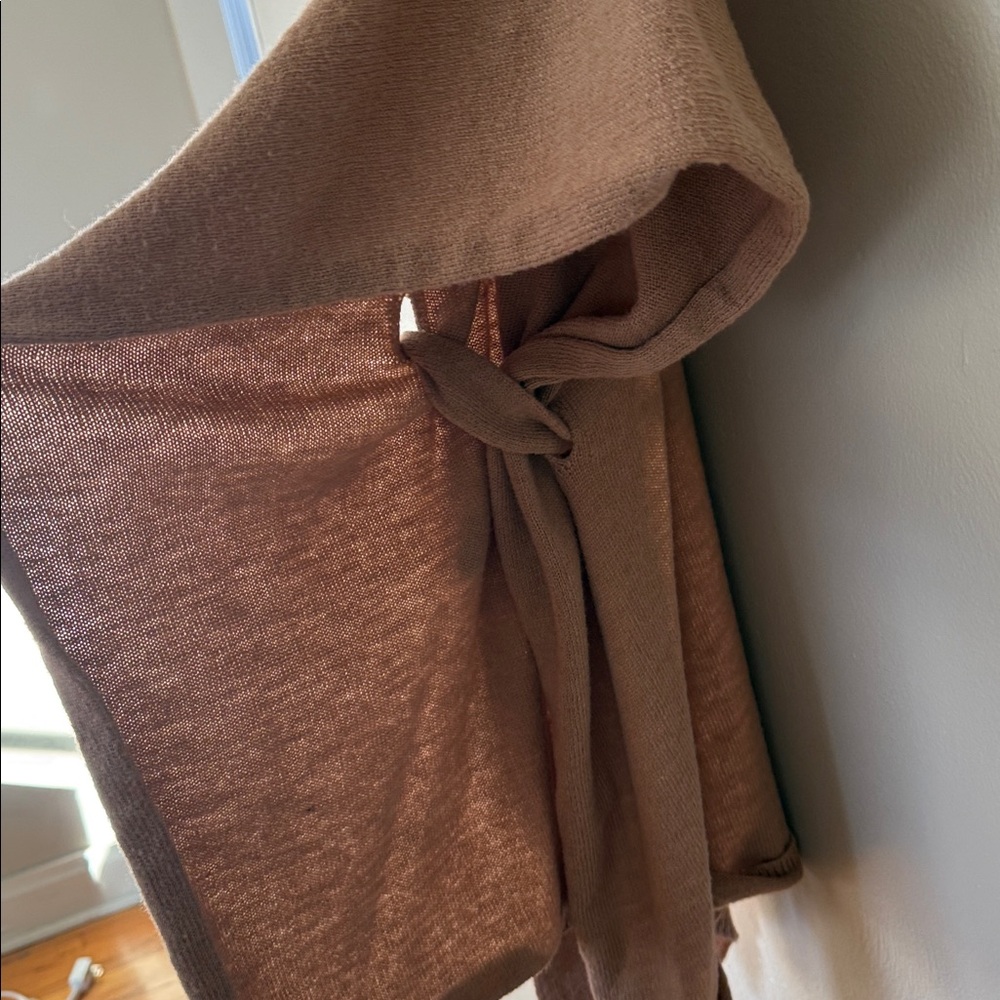 Saturday Sunday Tan Open Front Cardigan with Belt one size - Picture 4 of 5